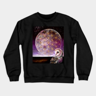 Flower of life - moon with owl Crewneck Sweatshirt